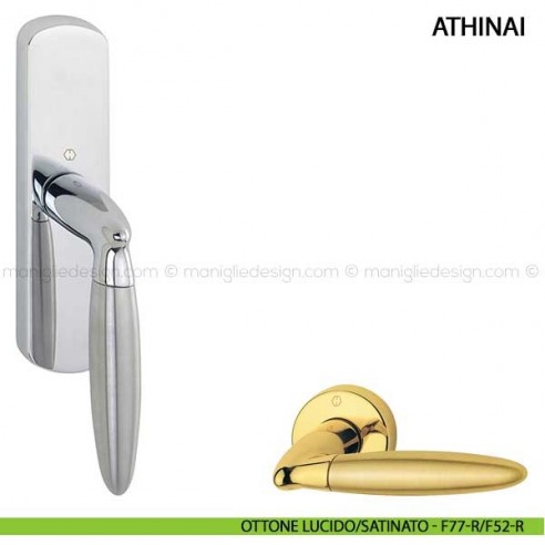 Maniglia per finestra cremonese Athinai Hoppe ottone lucido/satinato - F77-R/F52-R
