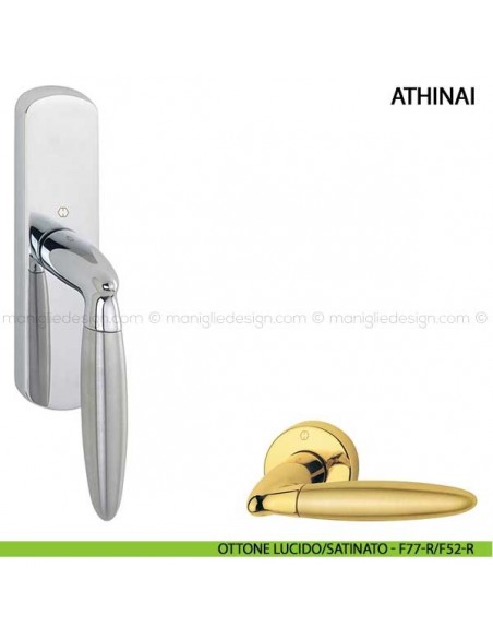 Maniglia per finestra cremonese Athinai Hoppe ottone lucido/satinato - F77-R/F52-R