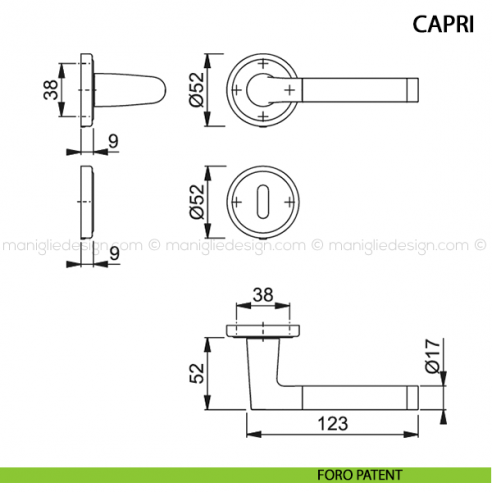 Maniglia per porta Capri Hoppe foro patent