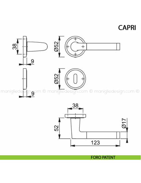 Maniglia per porta Capri Hoppe foro patent