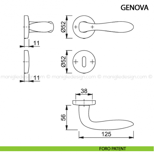 Maniglia per porta Genova Hoppe foro patent