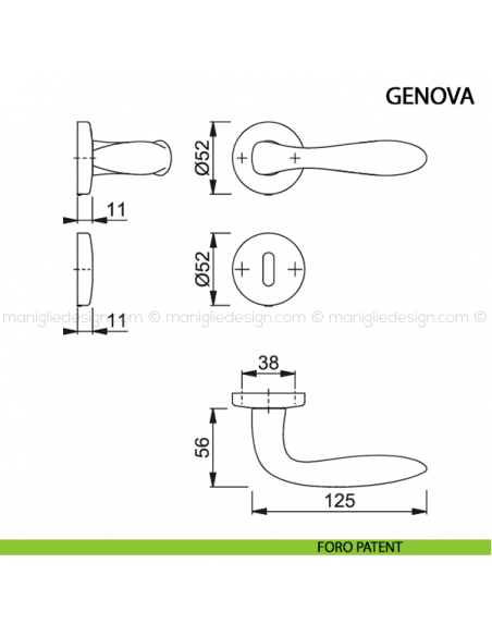 Maniglia per porta Genova Hoppe foro patent