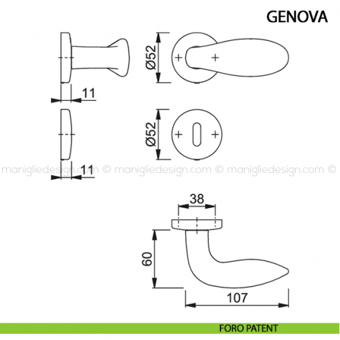 Pomolo per porta Genova Hoppe foro patent