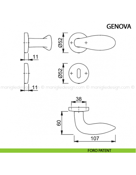 Pomolo per porta Genova Hoppe foro patent