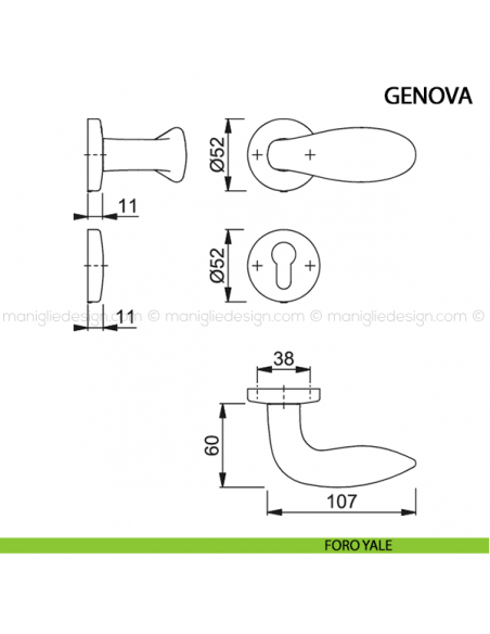 Pomolo per porta Genova Hoppe foro yale