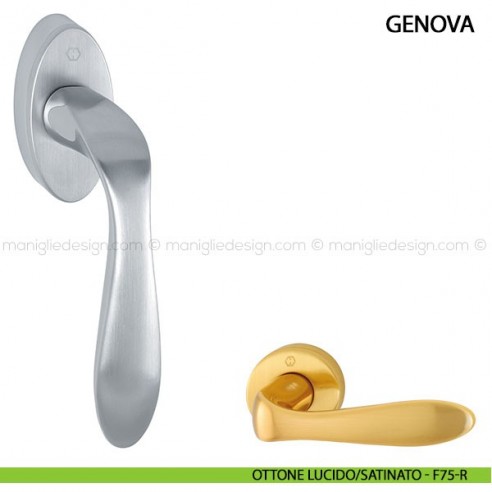 Maniglia per finestra martellina DK Genova Hoppe ottone lucido/satinato - F75-R