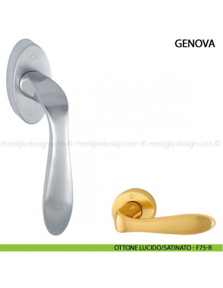 Maniglia per finestra martellina DK Genova Hoppe ottone lucido/satinato - F75-R