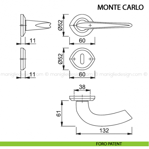 Maniglia per porta Monte Carlo Hoppe foro patent