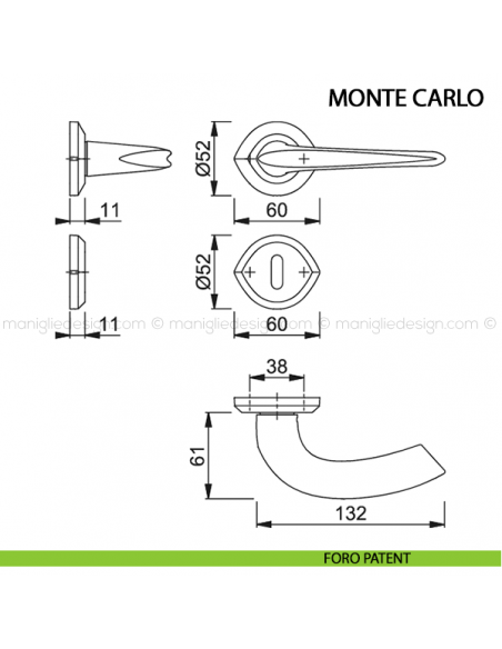 Maniglia per porta Monte Carlo Hoppe foro patent