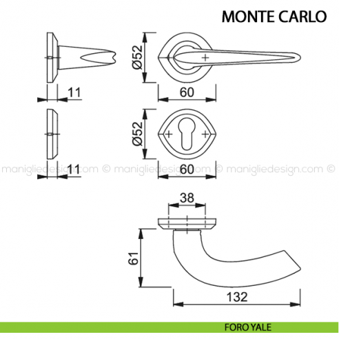 Maniglia per porta Monte Carlo Hoppe foro yale