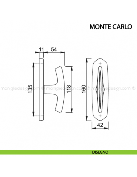 Maniglia per finestra cremonese Monte Carlo Hoppe disegno