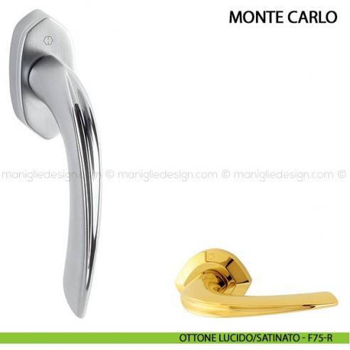 Maniglia per finestra martellina DK Monte Carlo Hoppe ottone lucido/satinato - F75/R