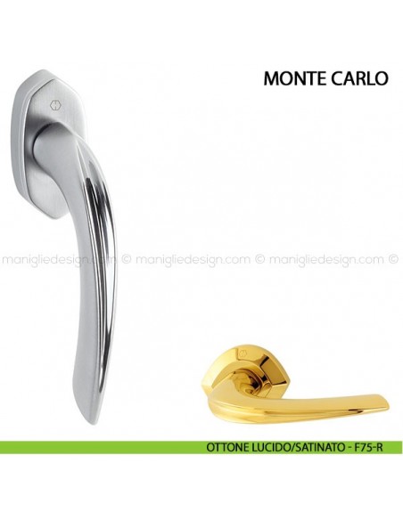 Maniglia per finestra martellina DK Monte Carlo Hoppe ottone lucido/satinato - F75/R