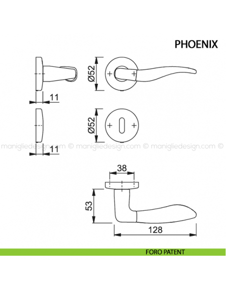 Maniglia per porta Phoenix Hoppe foro patent