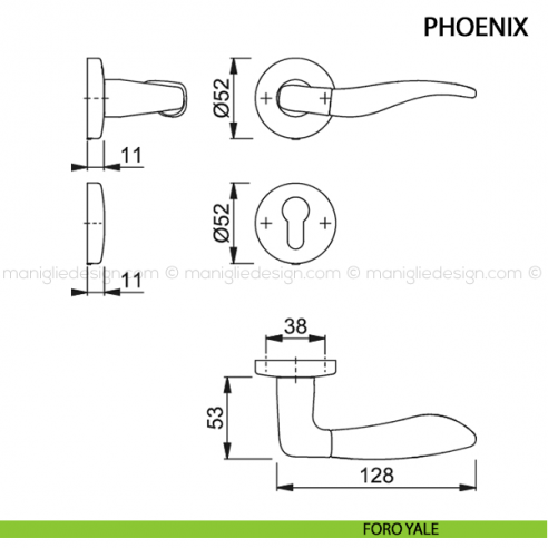 Maniglia per porta Phoenix Hoppe foro yale