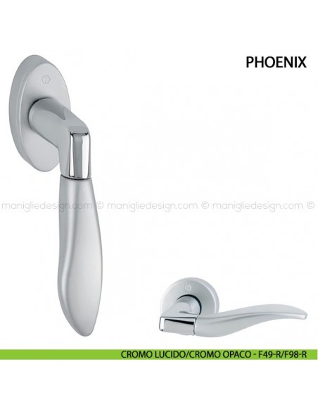 Maniglia per finestra martellina DK Phoenix Hoppe cromo lucido/cromo opaco - F49-R/F98-R
