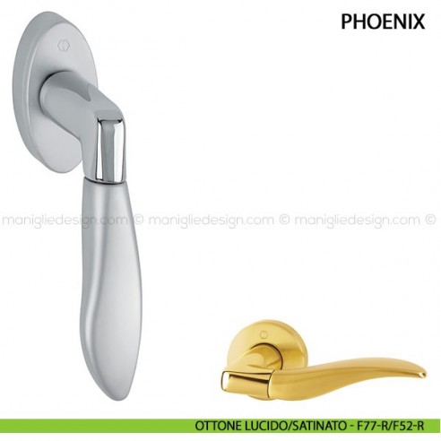 Maniglia per finestra martellina DK Phoenix Hoppe ottone lucido/satinato - F77-R/F52-R
