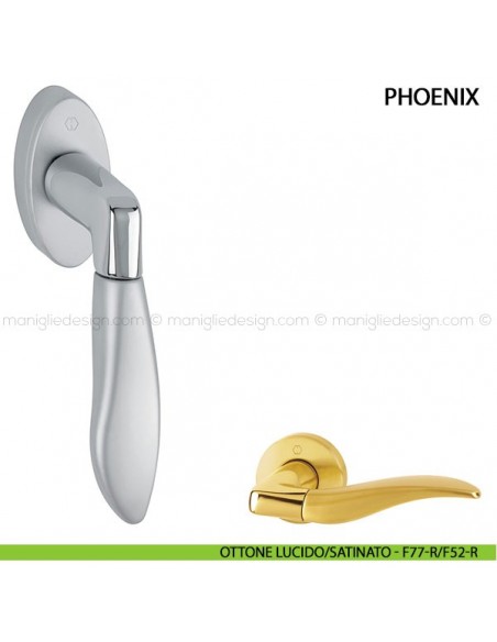 Maniglia per finestra martellina DK Phoenix Hoppe ottone lucido/satinato - F77-R/F52-R