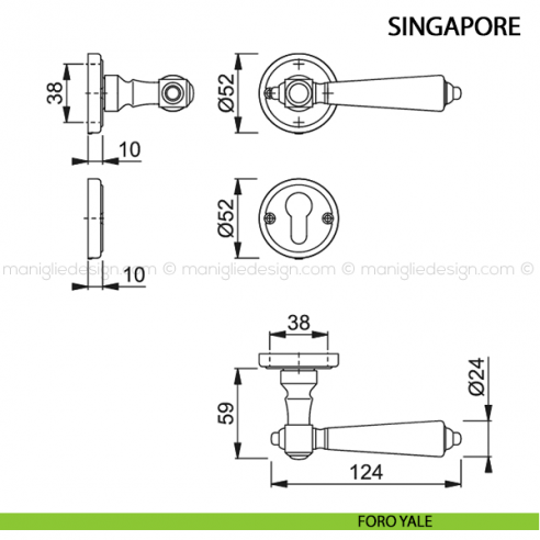 Maniglia per porta Singapore Hoppe foro yale