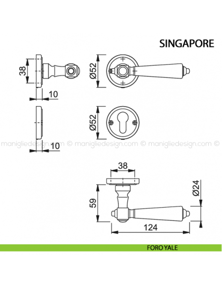 Maniglia per porta Singapore Hoppe foro yale