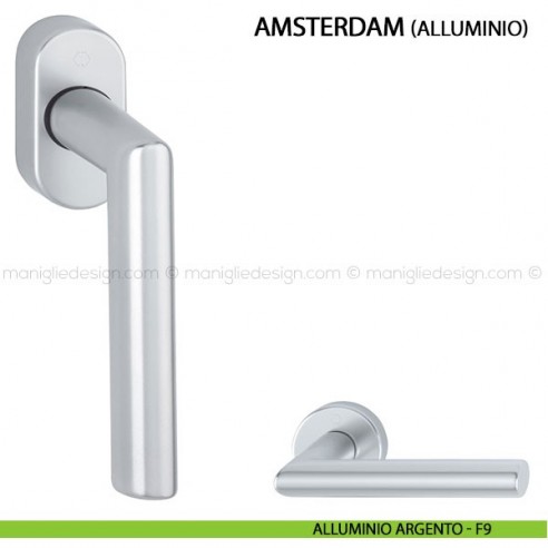 Maniglia per finestra martellina DK Amsterdam Hoppe in alluminio argento - F1