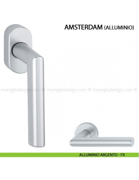 Maniglia per finestra martellina DK Amsterdam Hoppe in alluminio argento - F1