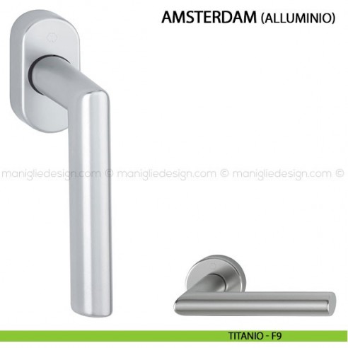 Maniglia per finestra martellina DK Amsterdam Hoppe in alluminio titanio - F9