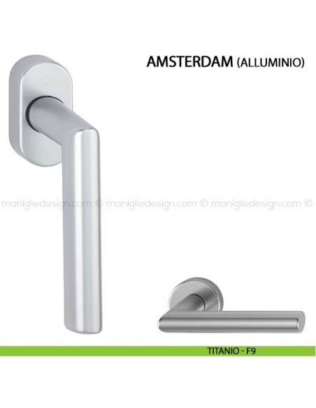 Maniglia per finestra martellina DK Amsterdam Hoppe in alluminio titanio - F9