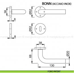Maniglia per porta Bonn Hoppe in acciaio inox 2