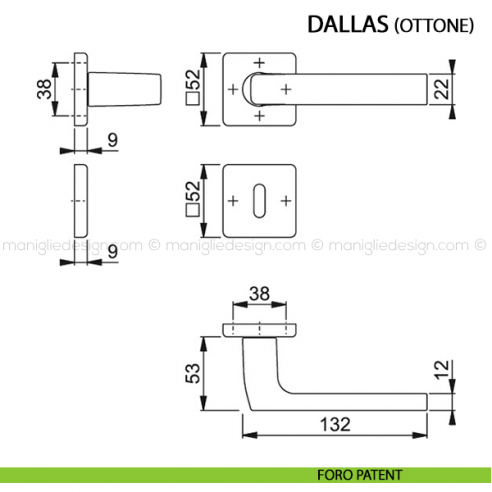 Maniglia per porta Dallas Hoppe foro patent
