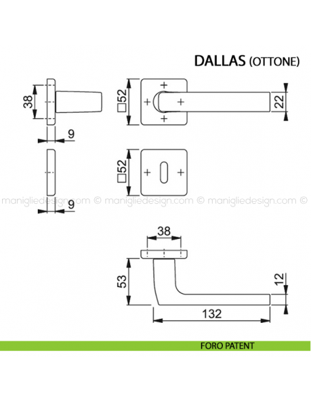 Maniglia per porta Dallas Hoppe foro patent