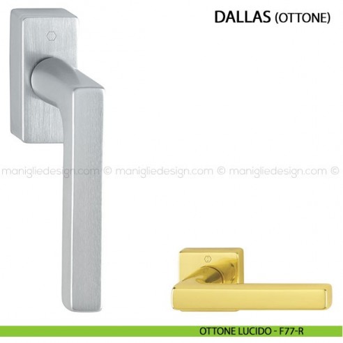 Maniglia per finestra martellina DK Dallas Hoppe ottone lucido - F77-R
