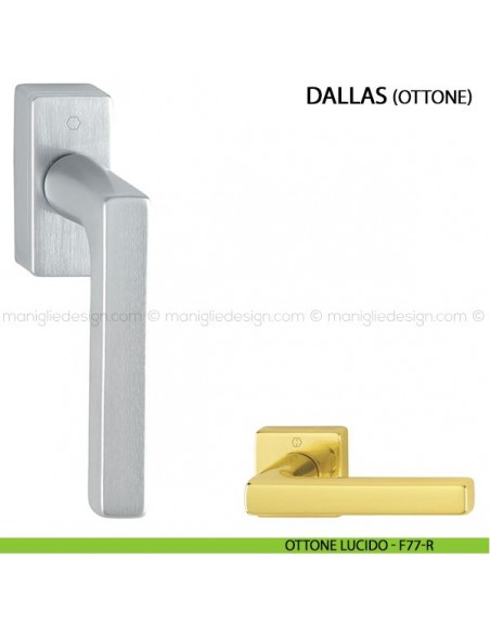 Maniglia per finestra martellina DK Dallas Hoppe ottone lucido - F77-R