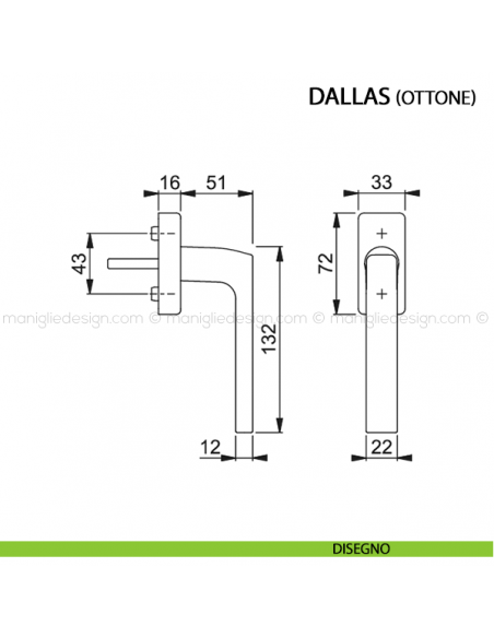 Maniglia per finestra martellina DK Dallas Hoppe disegno