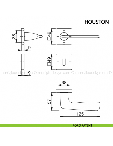 Maniglia per porta Houston Hoppe foro patent