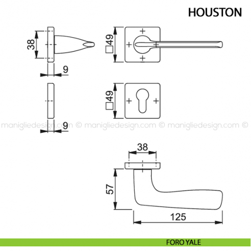 Maniglia per porta Houston Hoppe foro yale