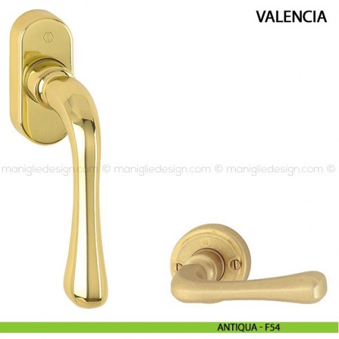 Maniglia per finestra martellina DK Valencia Hoppe antiqua - F54
