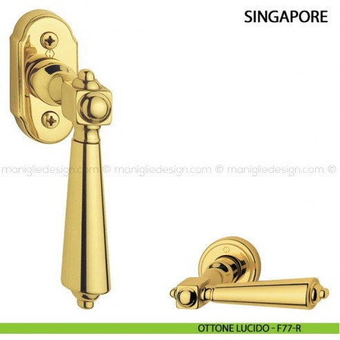 Maniglia per finestra martellina DK Singapore Hoppe ottone lucido - F77-R