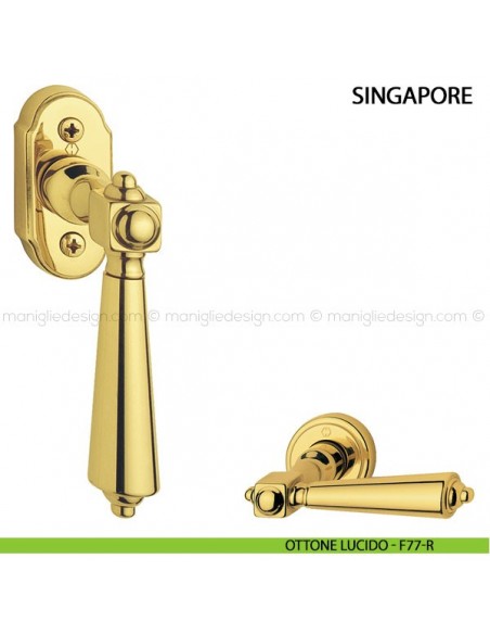 Maniglia per finestra martellina DK Singapore Hoppe ottone lucido - F77-R