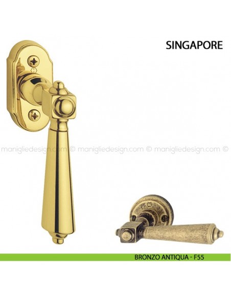 Maniglia per finestra martellina DK Singapore Hoppe bronzato antiqua - F-55