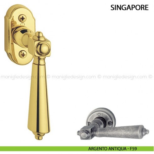 Maniglia per finestra martellina DK Singapore Hoppe argento antiqua - F-56