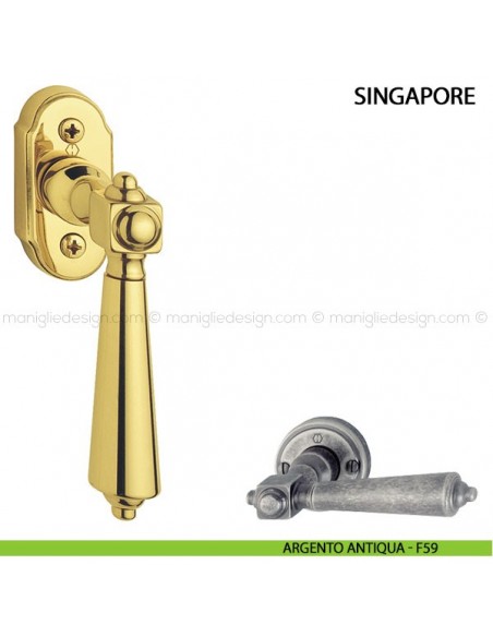 Maniglia per finestra martellina DK Singapore Hoppe argento antiqua - F-56