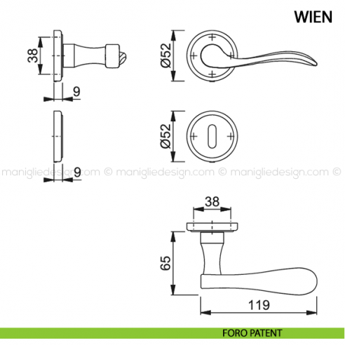 Maniglia per porta Wien Hoppe foro patent
