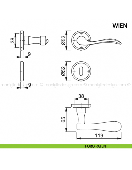 Maniglia per porta Wien Hoppe foro patent