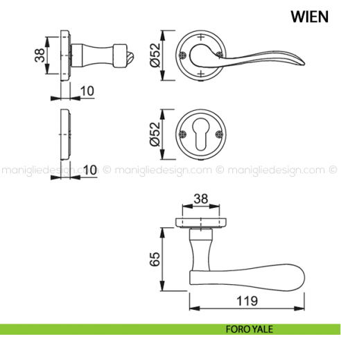 Maniglia per porta Wien Hoppe foro yale