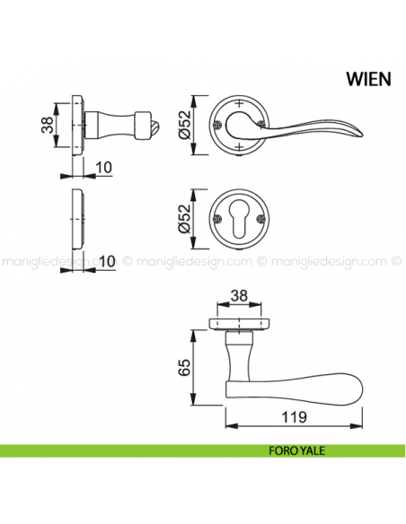 Maniglia per porta Wien Hoppe foro yale