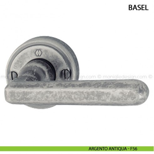 Maniglia per porta Basel Hoppe argento antiqua - F56