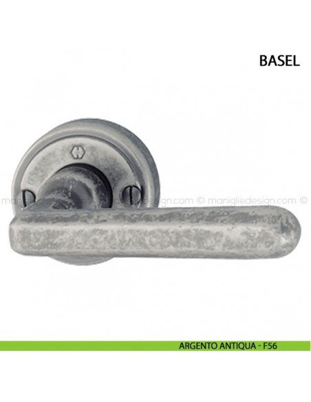 Maniglia per porta Basel Hoppe argento antiqua - F56