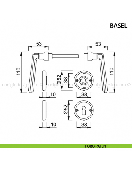 Maniglia per porta Basel Hoppe foro patent