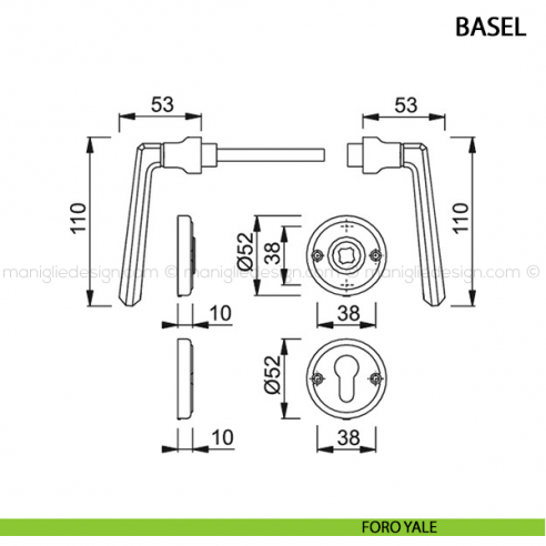 Maniglia per porta Basel Hoppe foro yale